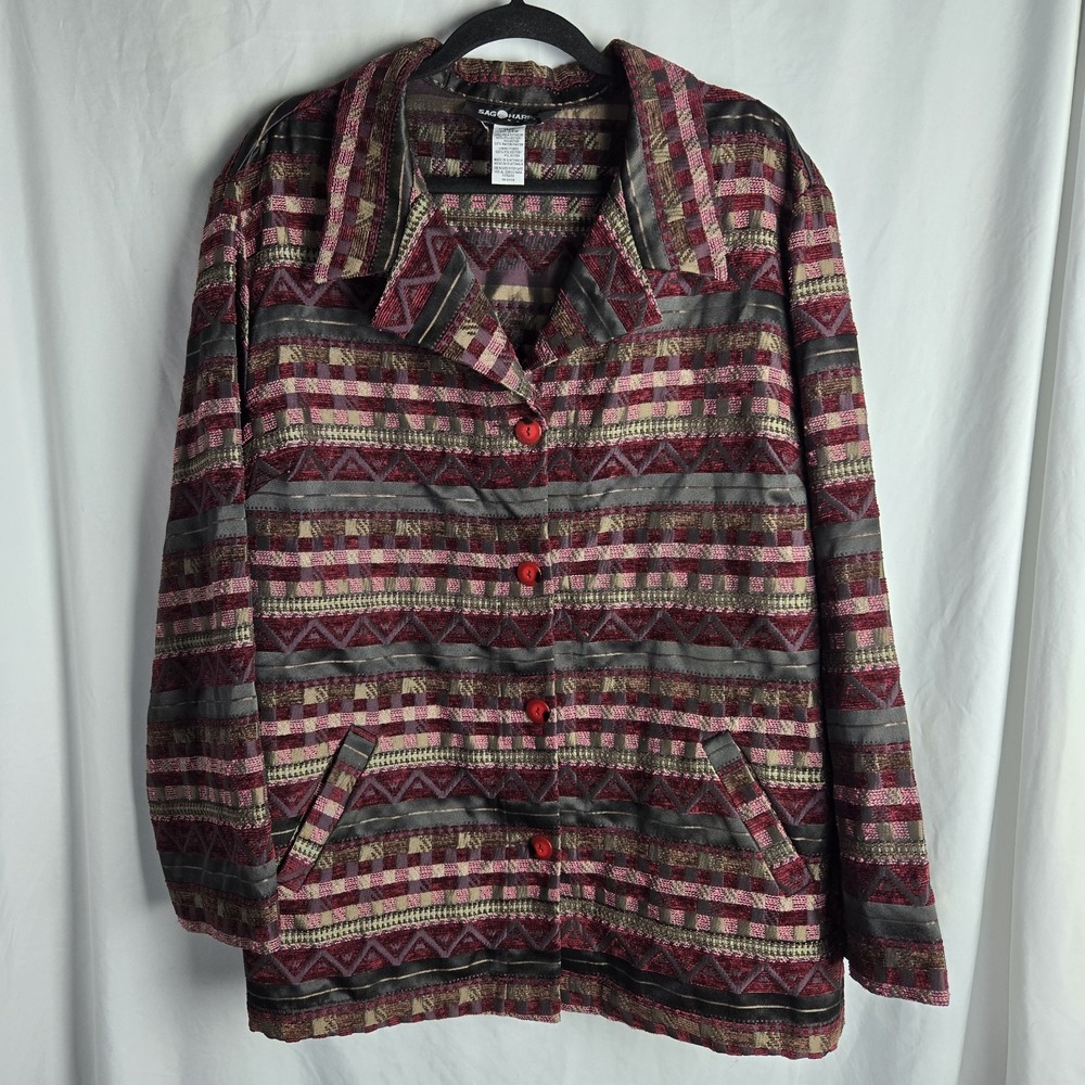 Sag Harbor Tapestry Jacket Womens 24W Boho Cottagecore Grannycore Whimsigoth